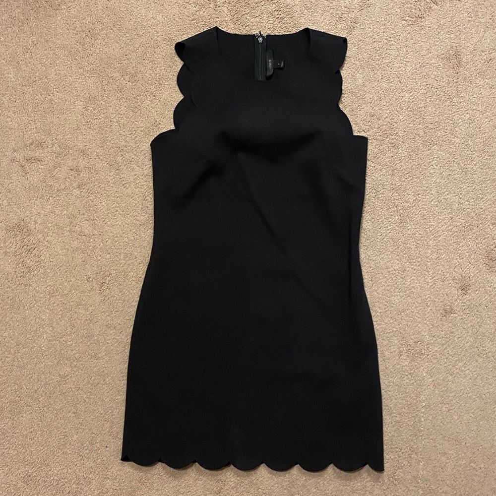 J. Crew black mini dress sleeveless scalloped hem size 2